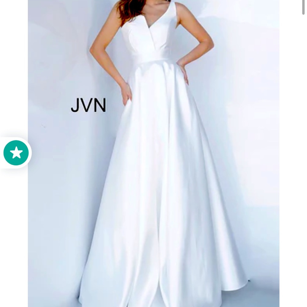 jovani size 2 white ballgown worn ONCE for photos and dry cleaned after